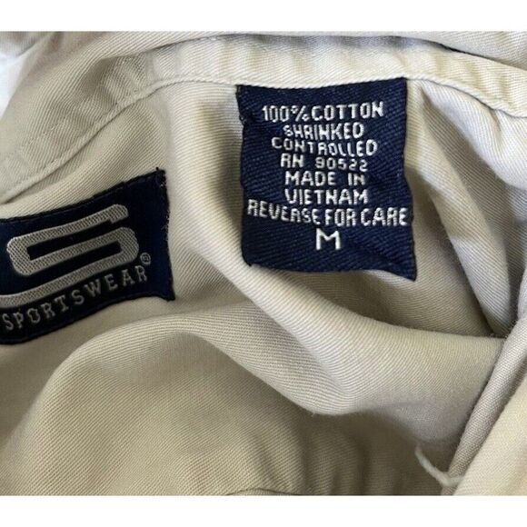 Mens Medium Notre Dame Logo Button Down Shirt Khaki Pocket Crable Sportswear - Picture 5 of 6